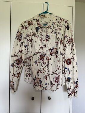 Good Hart Matilda Jane-Cream Floral V-Neck Long Sleeve Blouse